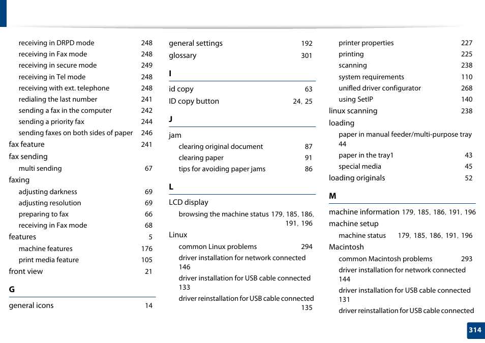 Samsung SCX-4729FW-XAA User Manual | Page 314 / 317