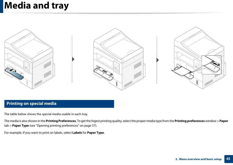 Media and tray | Samsung SCX-4729FW-XAA User Manual | Page 45 / 317