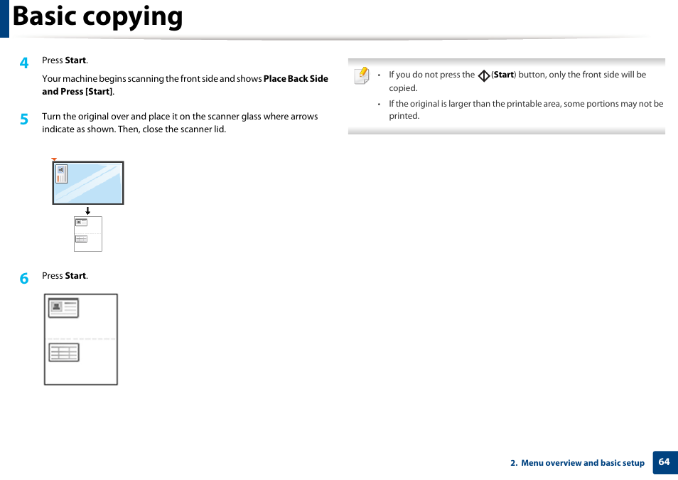 Basic copying | Samsung SCX-4729FW-XAA User Manual | Page 64 / 317