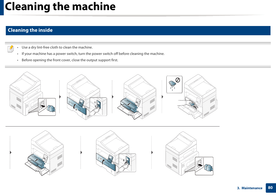 Cleaning the machine, Cleaning the inside | Samsung SCX-4729FW-XAA User Manual | Page 80 / 317