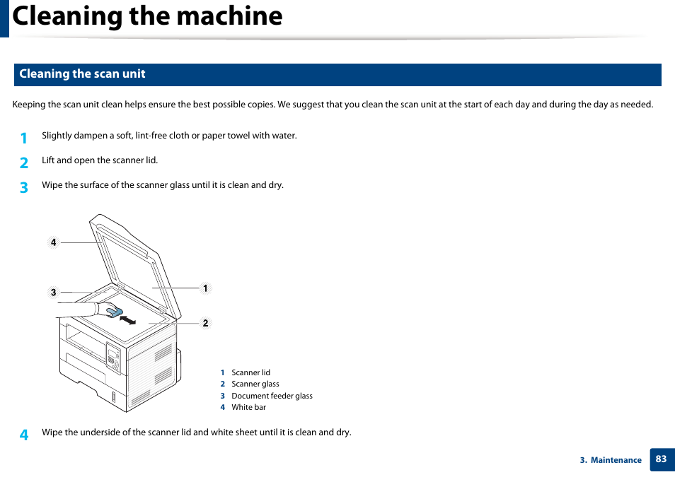 Cleaning the machine | Samsung SCX-4729FW-XAA User Manual | Page 83 / 317