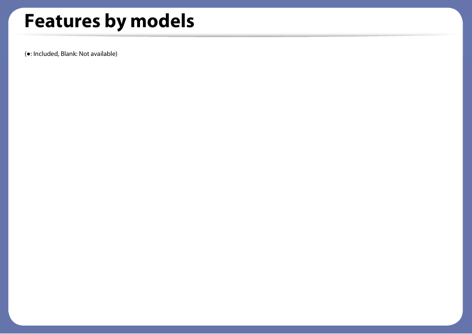 Features by models | Samsung SCX-4729FW-XAA User Manual | Page 9 / 317