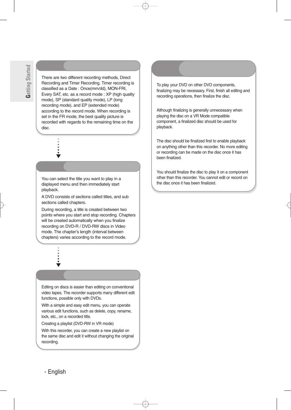 Step 3, Step 4, Step 5 | Recording, Playing, Editing a recorded disc | Samsung DVD-R129-XAA User Manual | Page 10 / 98