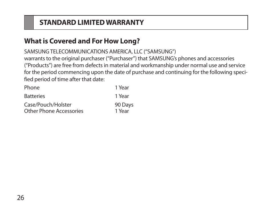 Standard limited warranty | Samsung BHM6000NDACSTA User Manual | Page 28 / 71