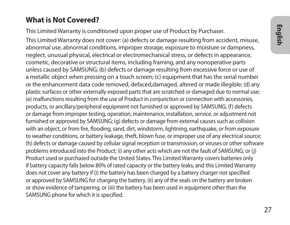 What is not covered | Samsung BHM6000NDACSTA User Manual | Page 29 / 71