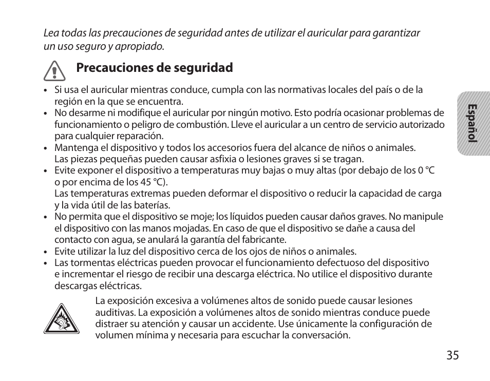 Precauciones de seguridad | Samsung BHM6000NDACSTA User Manual | Page 37 / 71