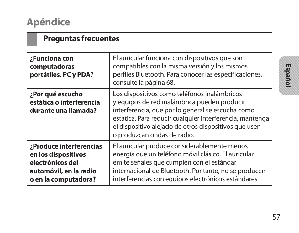 Apéndice, Preguntas frecuentes | Samsung BHM6000NDACSTA User Manual | Page 59 / 71