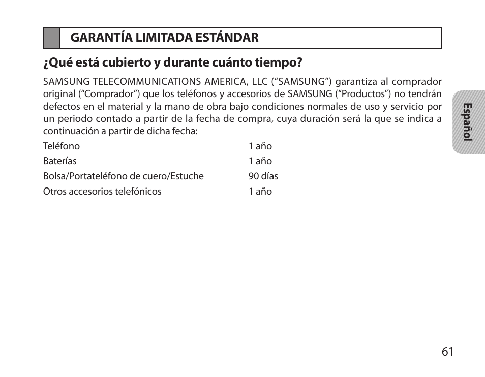 Garantía limitada estándar | Samsung BHM6000NDACSTA User Manual | Page 63 / 71