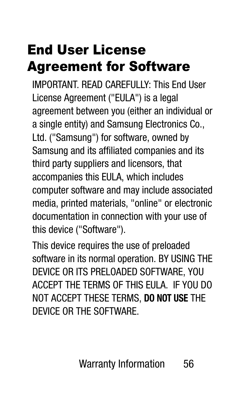 End user license agreement for software, End user license agreement for, Software | Samsung SM-R3810ZAAXAR User Manual | Page 63 / 83