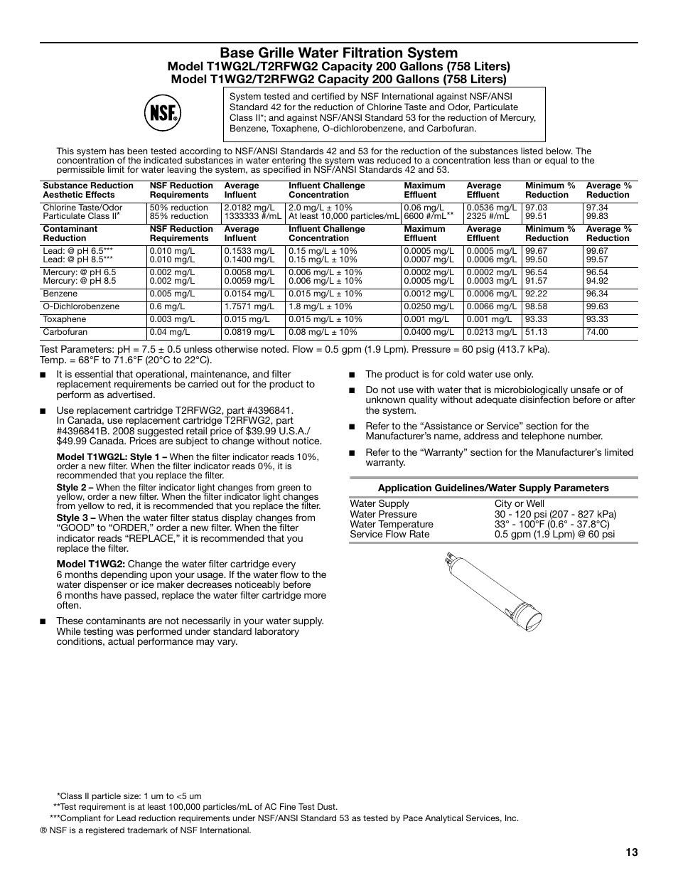 Base grille water filtration system | Amana W10180388A User Manual | Page 13 / 42