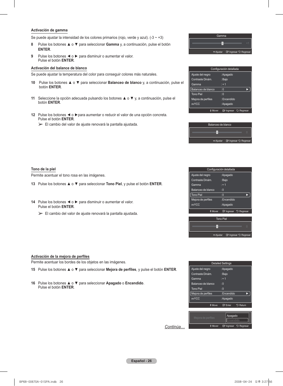 Continúa | Samsung HL72A650C1FXZA User Manual | Page 127 / 195