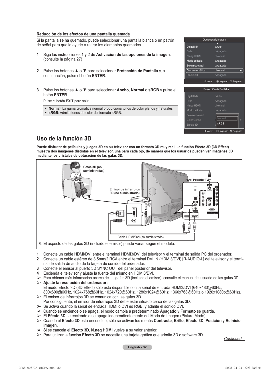 Uso de la función d | Samsung HL72A650C1FXZA User Manual | Page 133 / 195