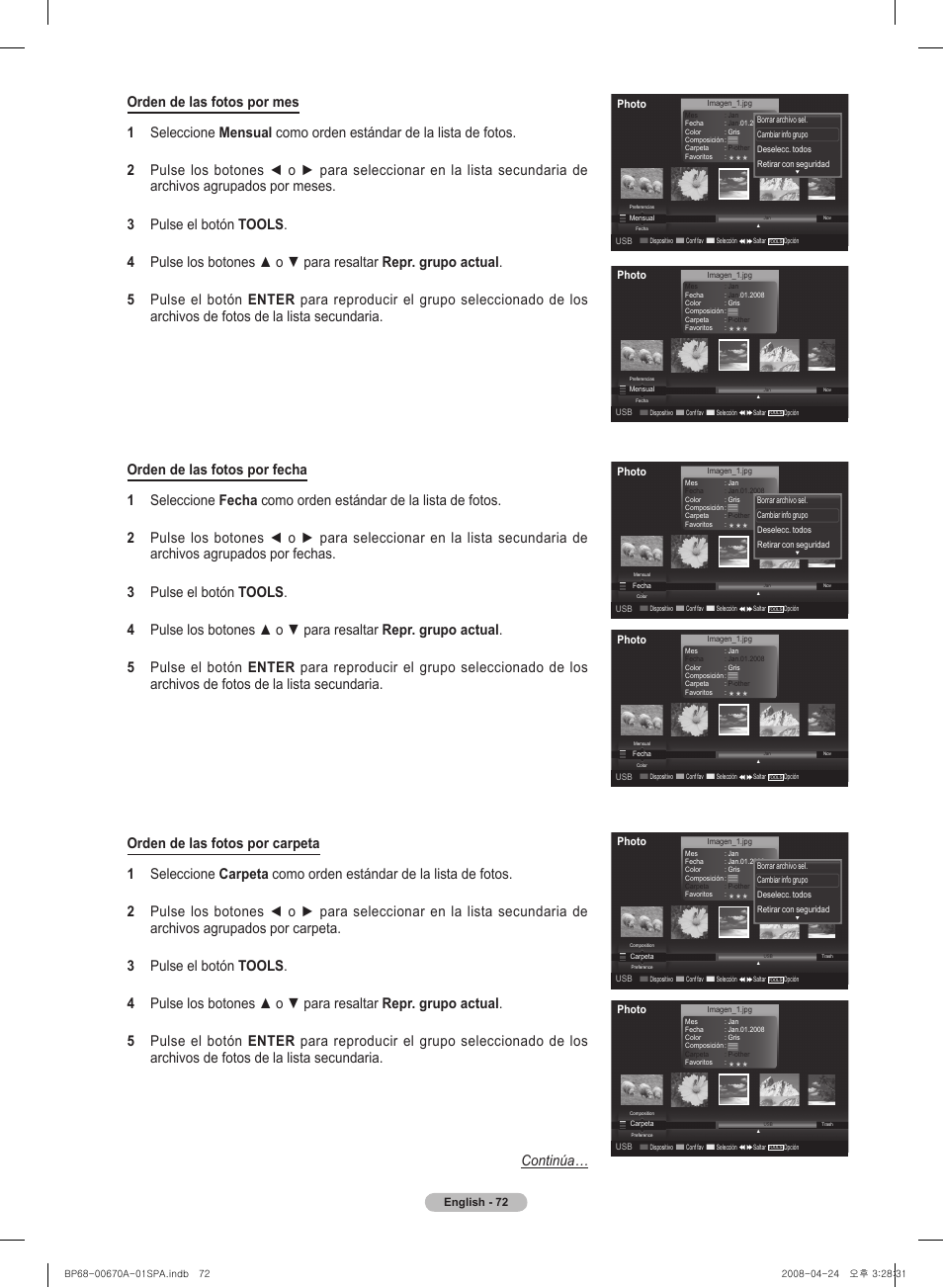 English, Photo | Samsung HL72A650C1FXZA User Manual | Page 173 / 195