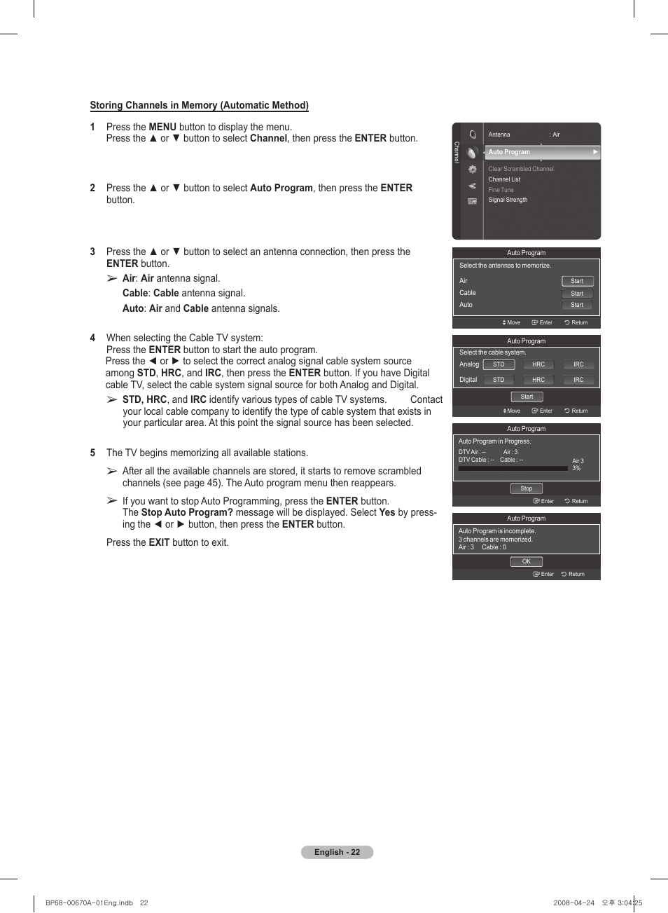 Samsung HL72A650C1FXZA User Manual | Page 22 / 195