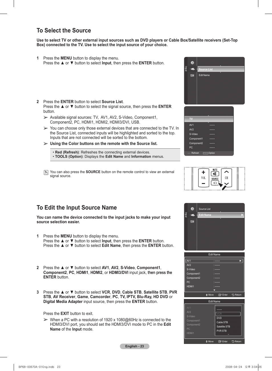 Samsung HL72A650C1FXZA User Manual | Page 23 / 195