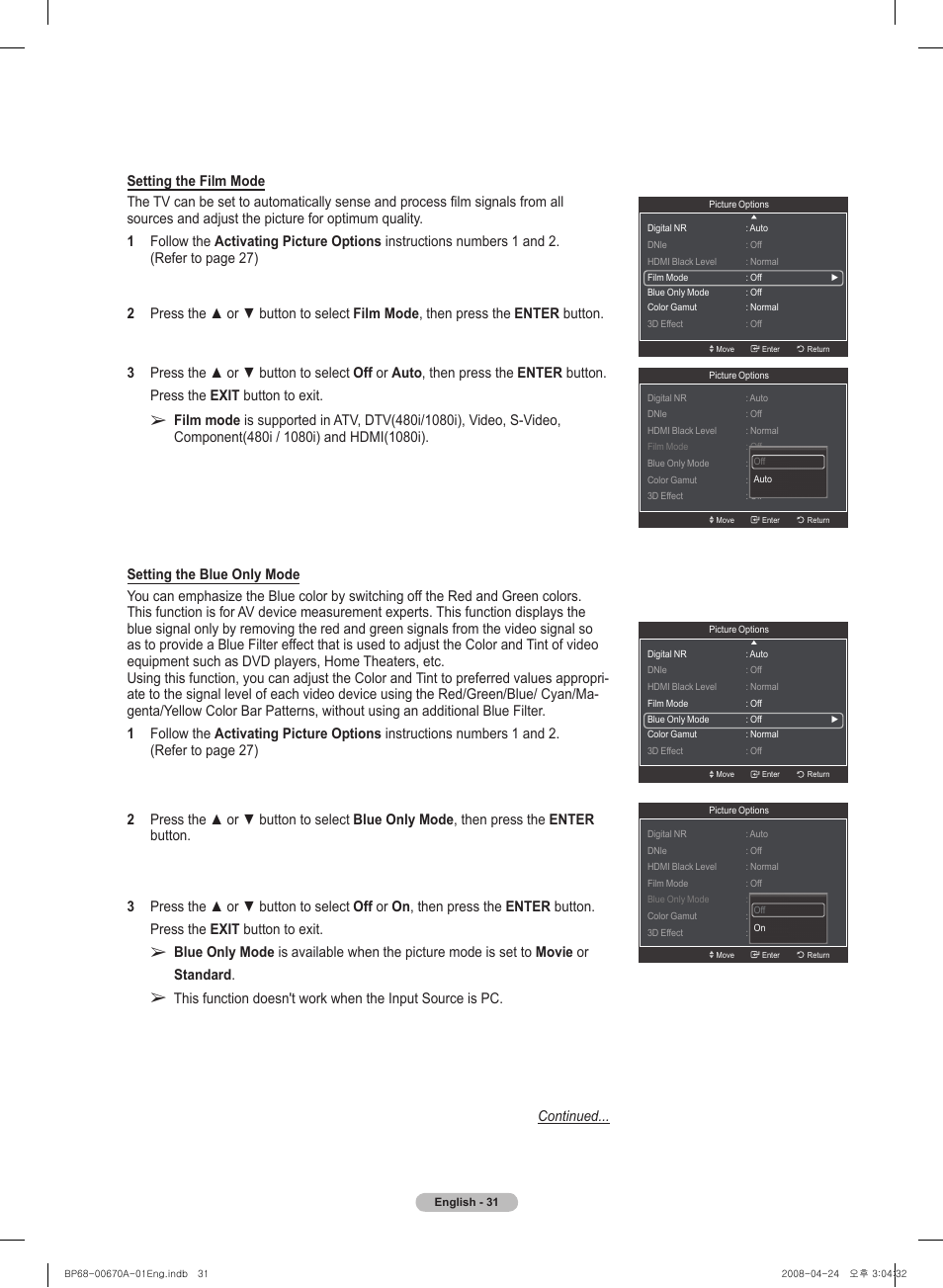 Samsung HL72A650C1FXZA User Manual | Page 31 / 195