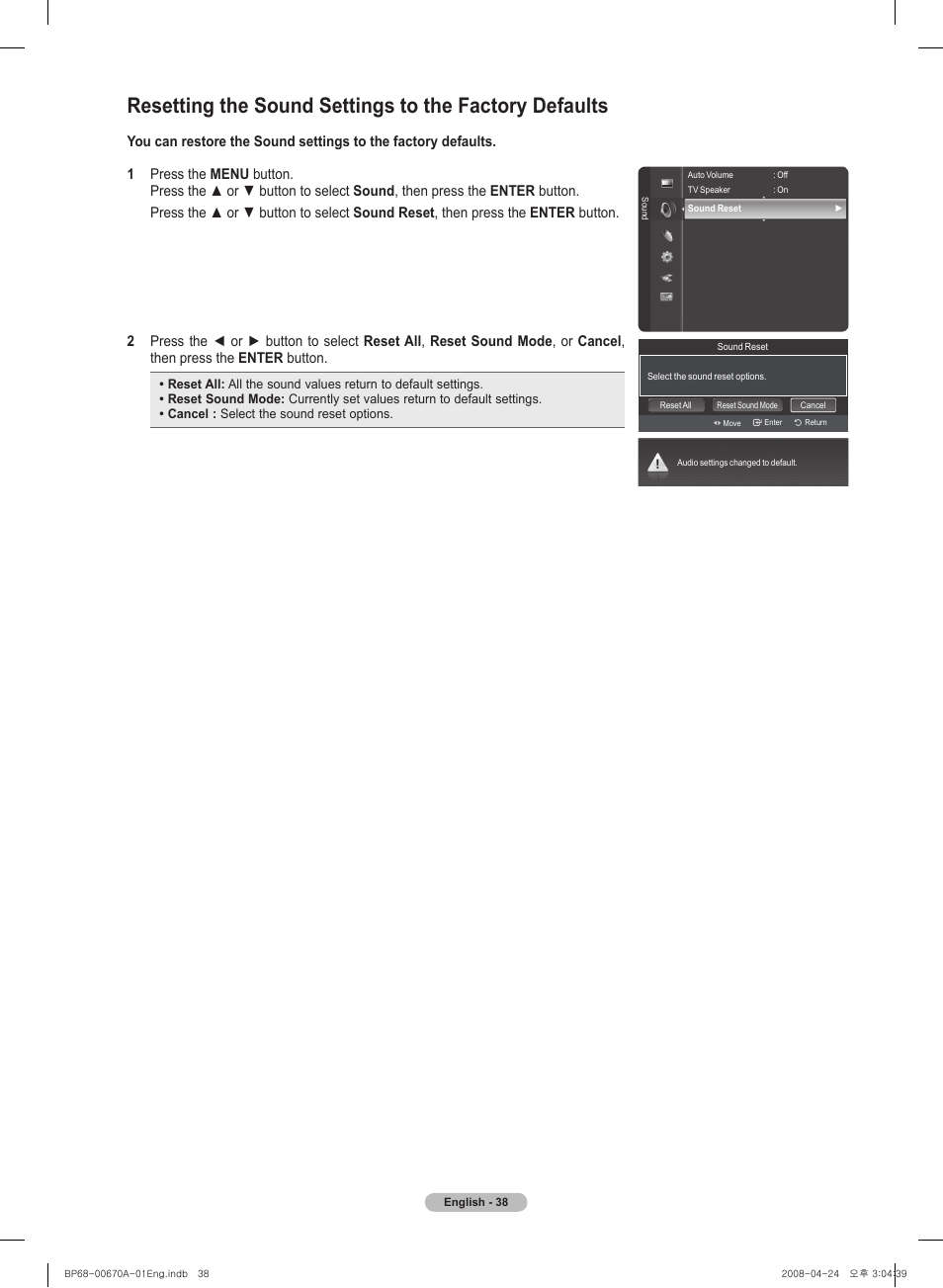 Samsung HL72A650C1FXZA User Manual | Page 38 / 195