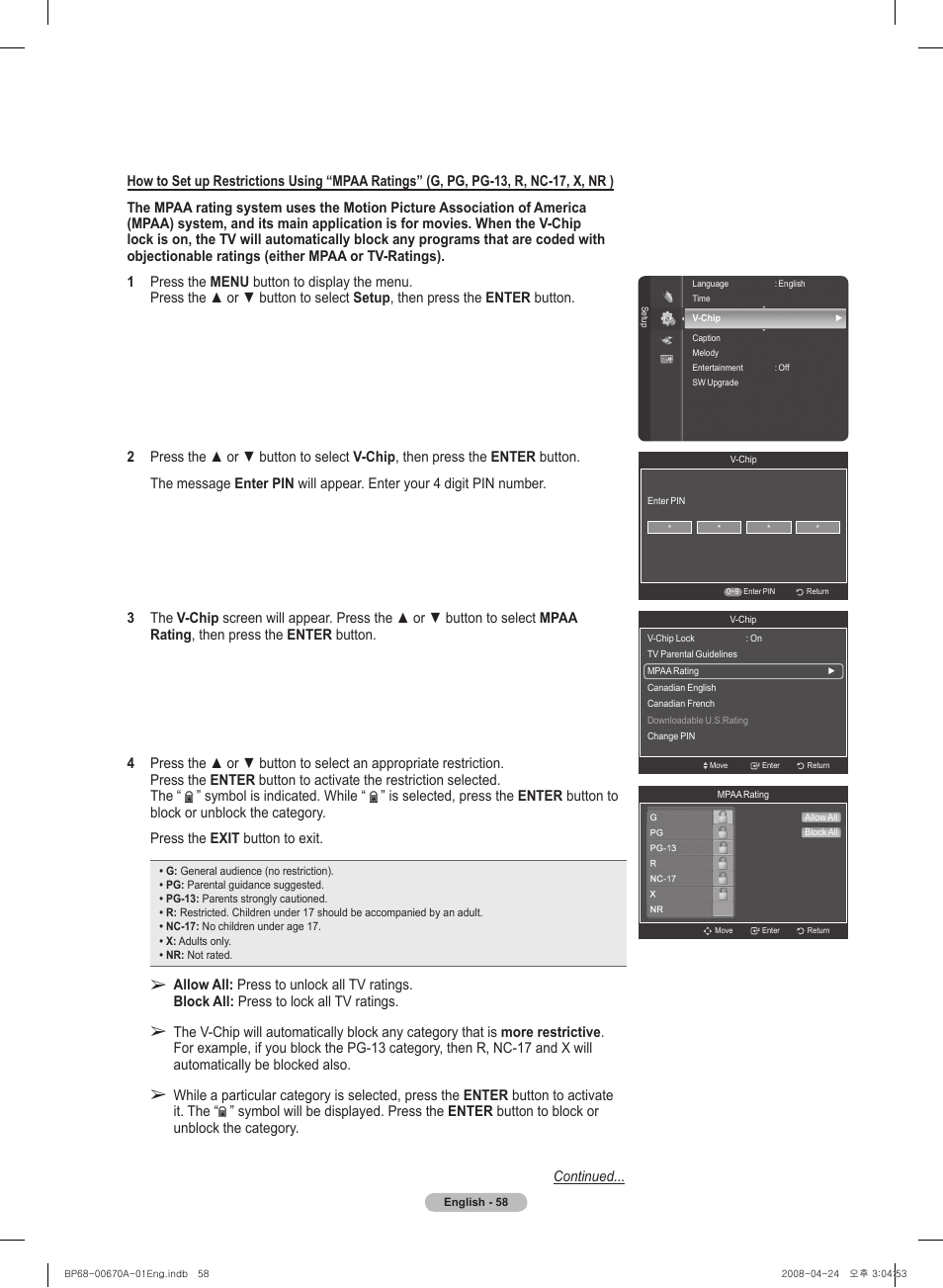 Samsung HL72A650C1FXZA User Manual | Page 58 / 195