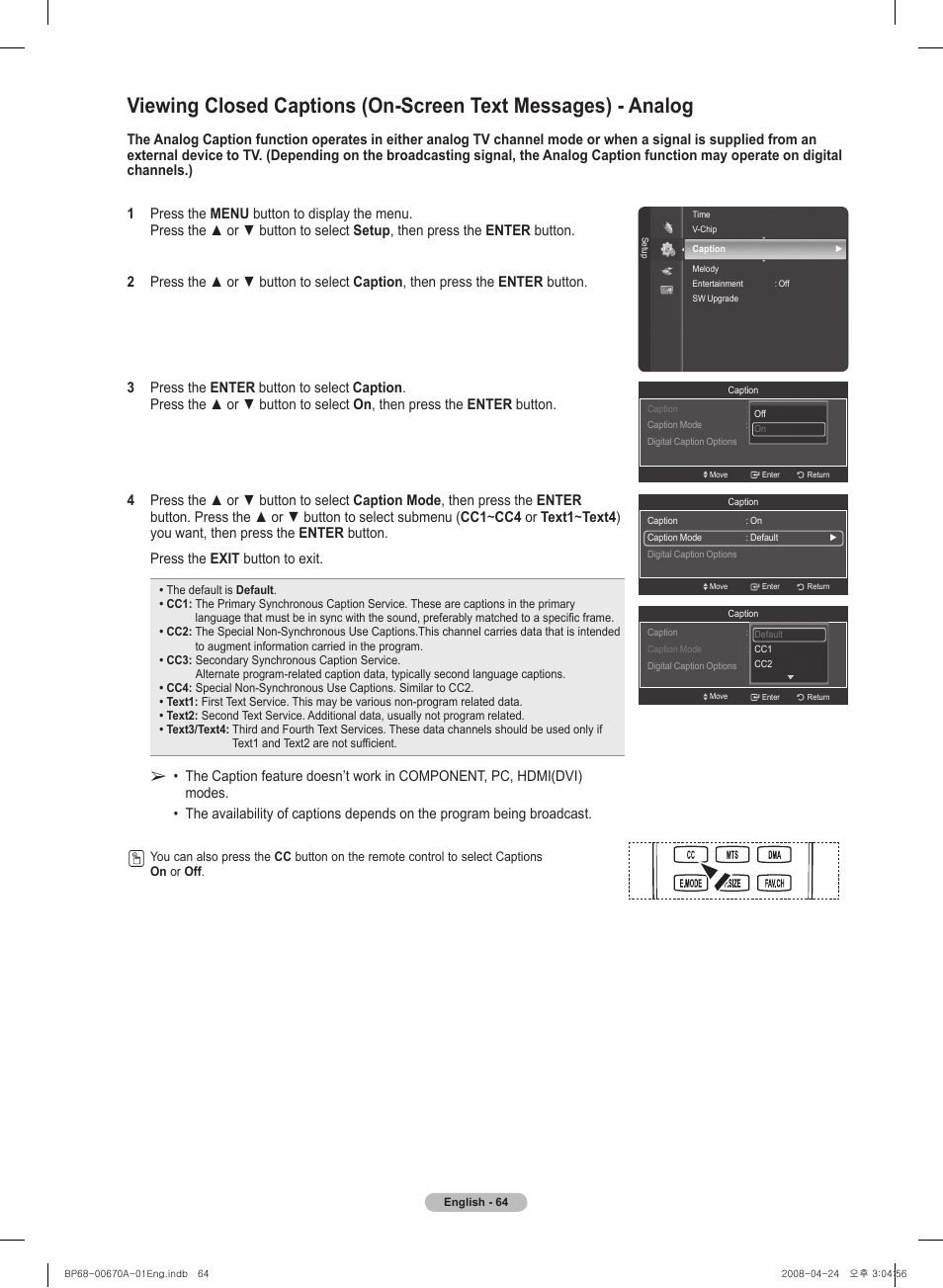 Samsung HL72A650C1FXZA User Manual | Page 64 / 195