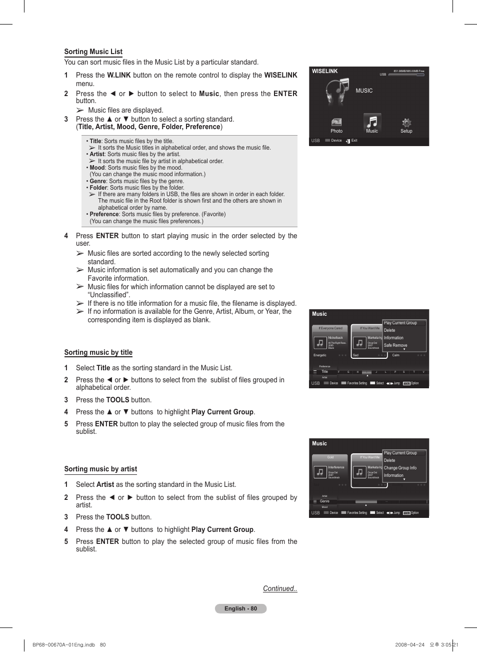 Samsung HL72A650C1FXZA User Manual | Page 80 / 195