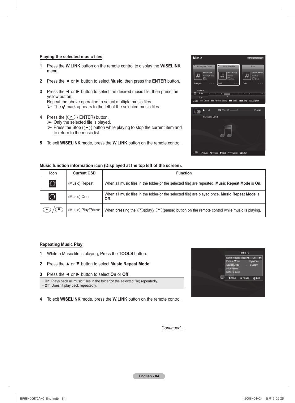 Enter) button, Only the selected file is played, Press the stop | Play) | Samsung HL72A650C1FXZA User Manual | Page 84 / 195
