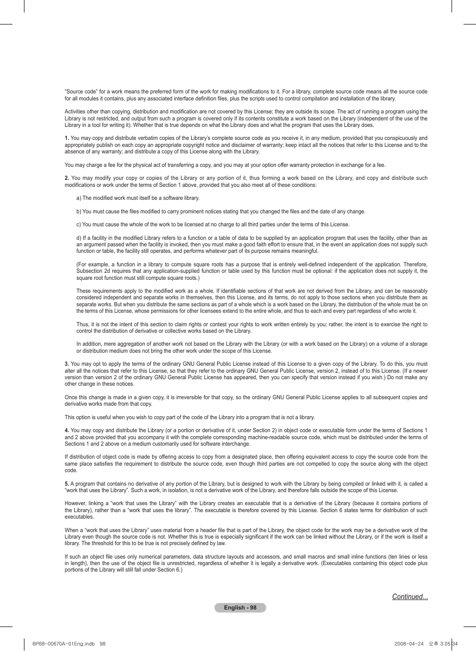 Samsung HL72A650C1FXZA User Manual | Page 98 / 195