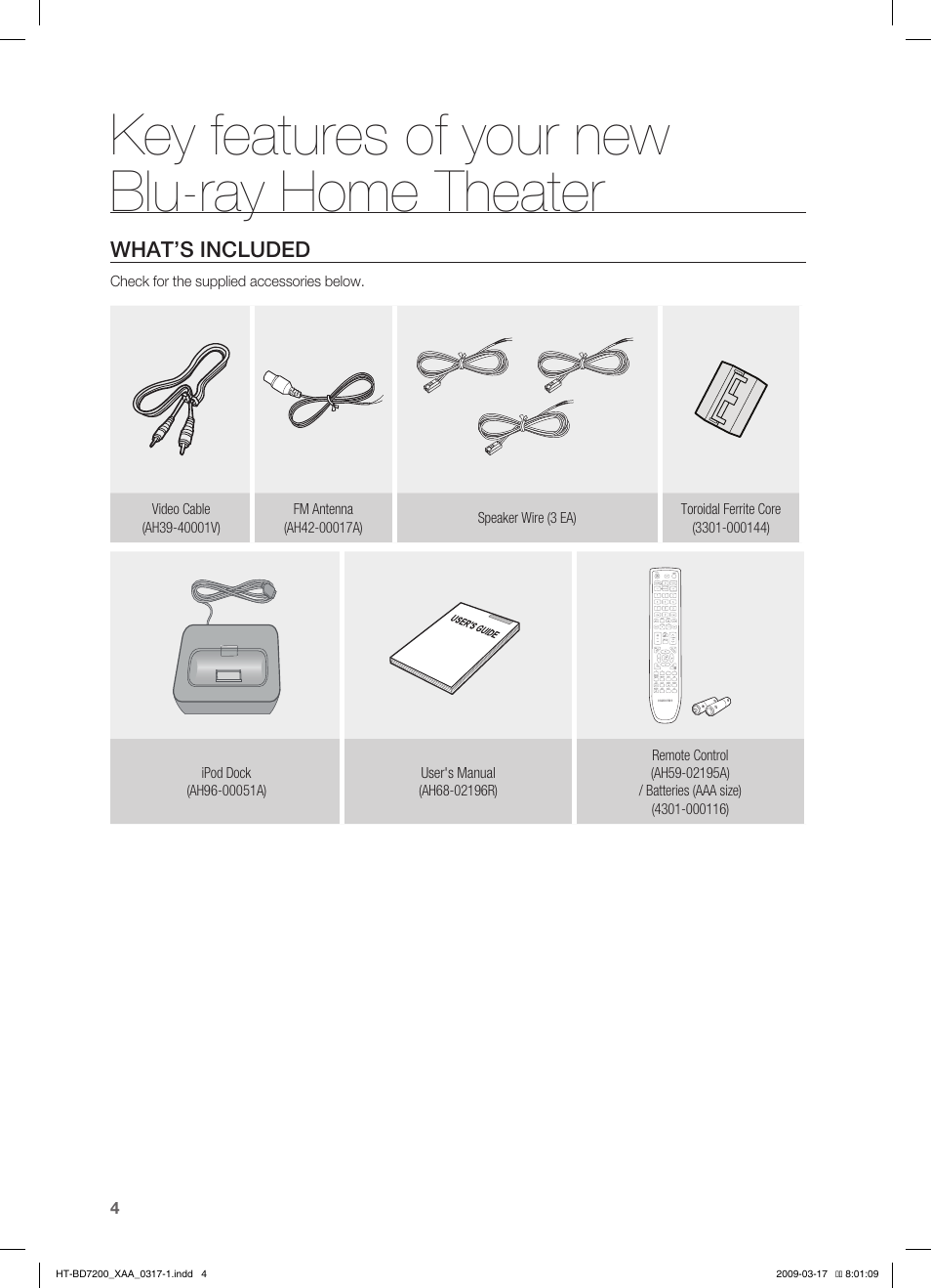 Key features of your new blu-ray home theater | Samsung HT-BD7200T-XAC User Manual | Page 4 / 100