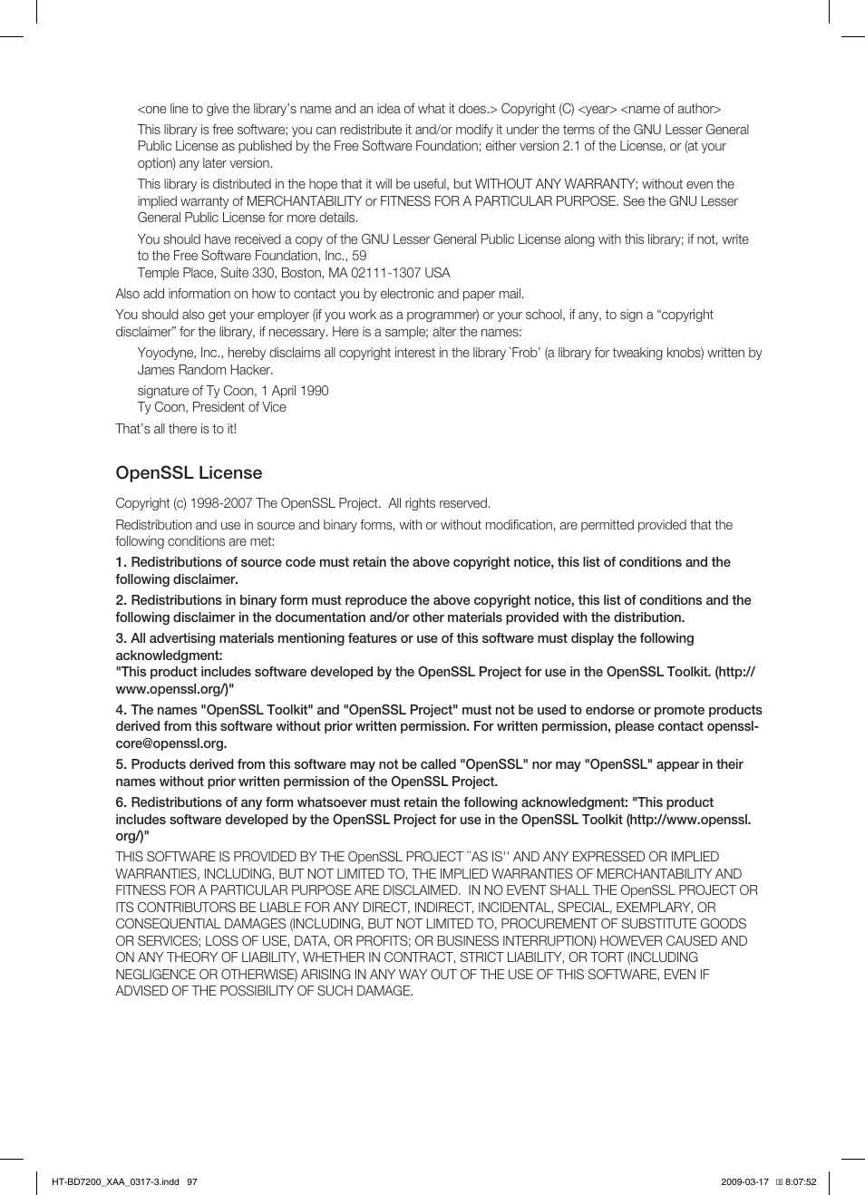 Openssl license | Samsung HT-BD7200T-XAC User Manual | Page 97 / 100