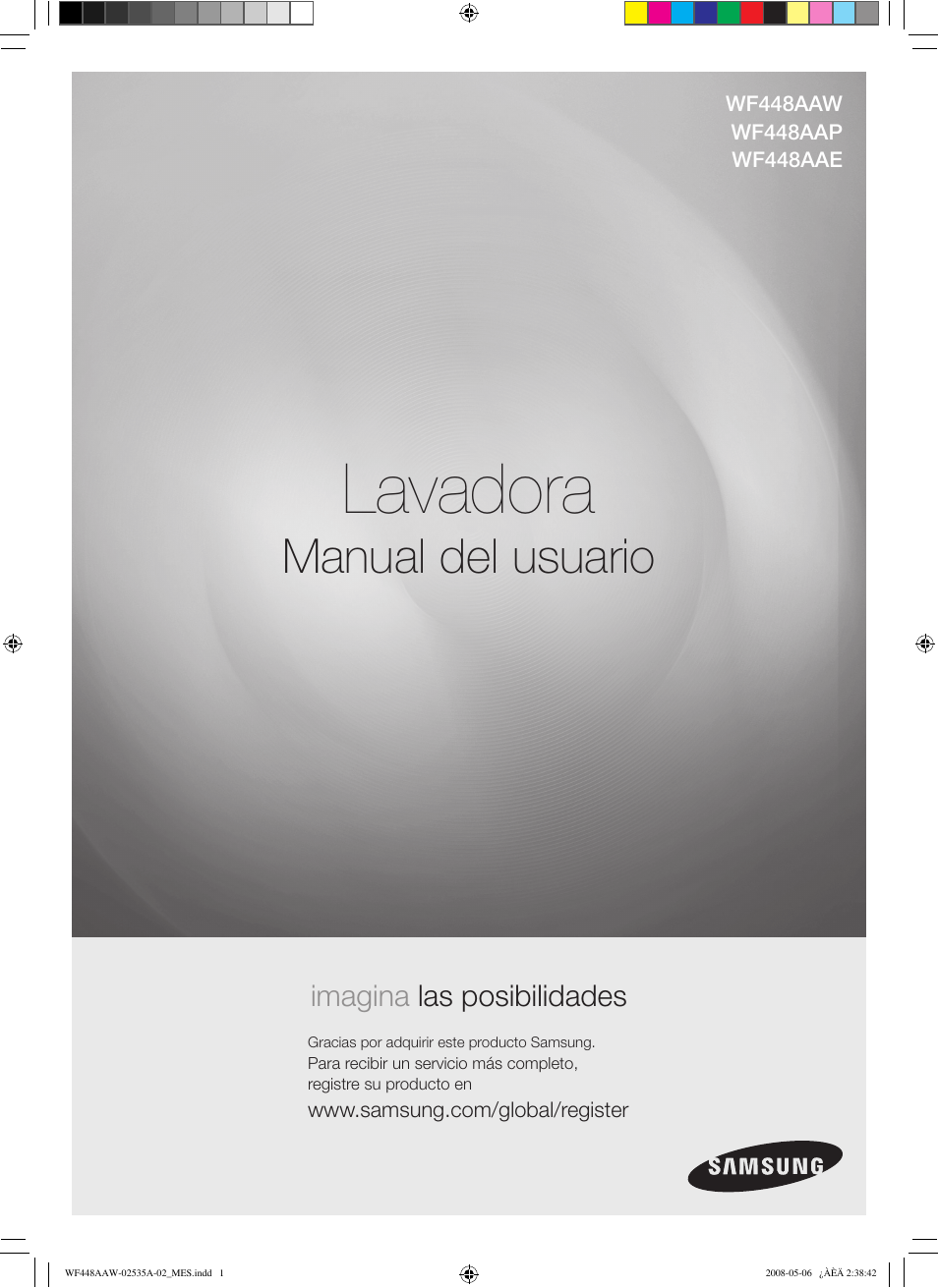 Lavadora, Manual del usuario, Imagina las posibilidades | Samsung WF438AAR-XAA User Manual | Page 33 / 64