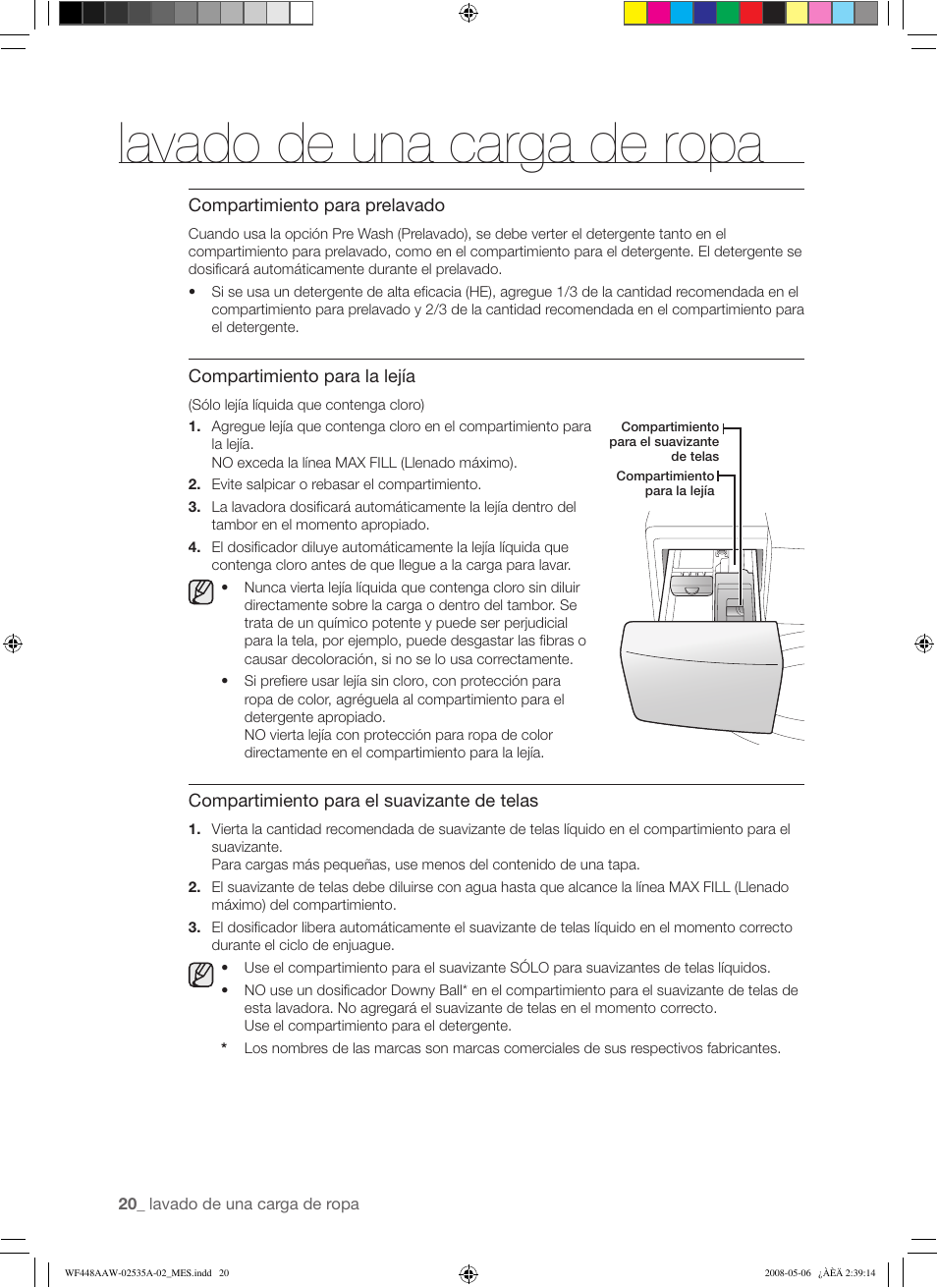 Lavado de una carga de ropa | Samsung WF438AAR-XAA User Manual | Page 52 / 64