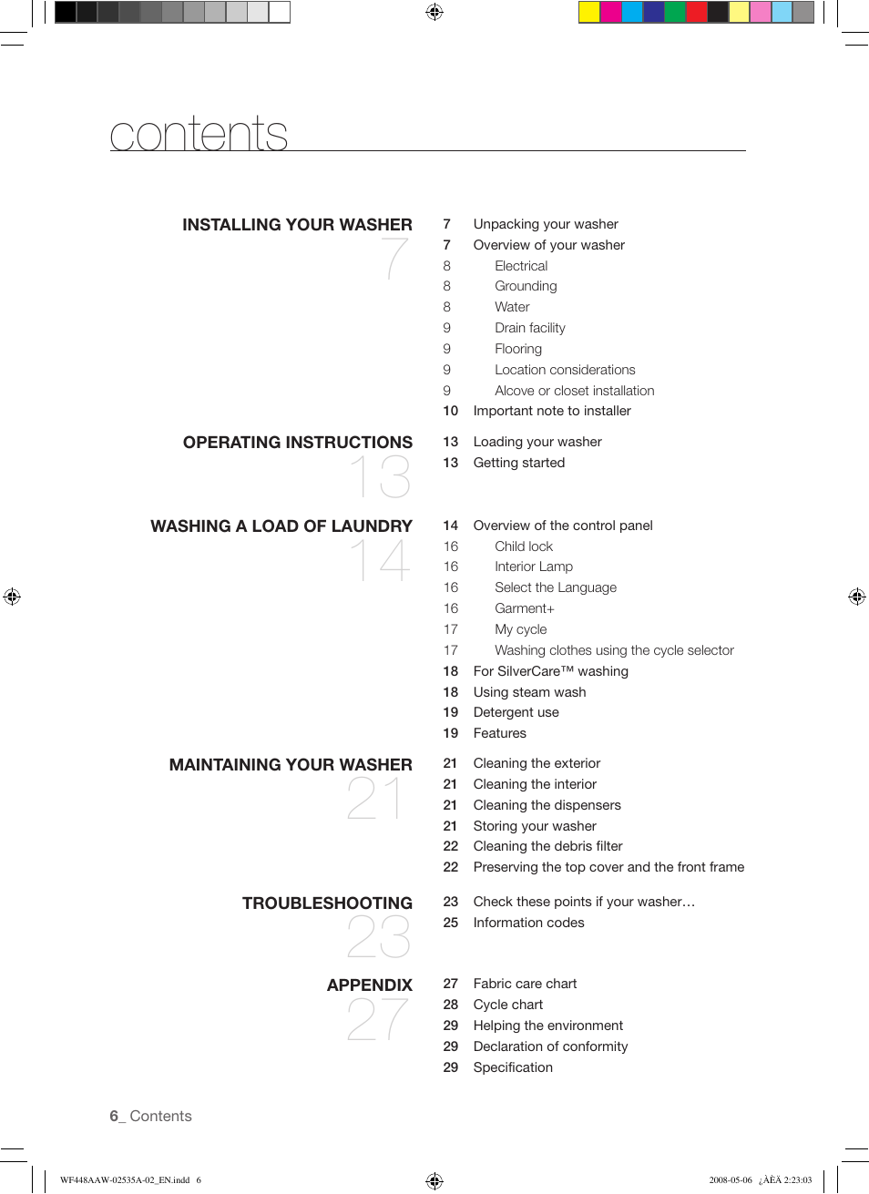 Samsung WF438AAR-XAA User Manual | Page 6 / 64