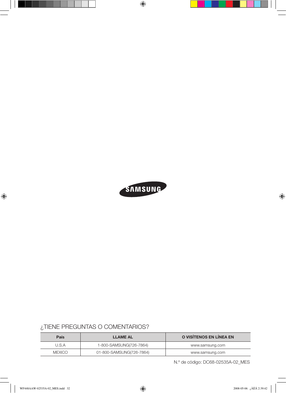 Tiene preguntas o comentarios | Samsung WF438AAR-XAA User Manual | Page 64 / 64