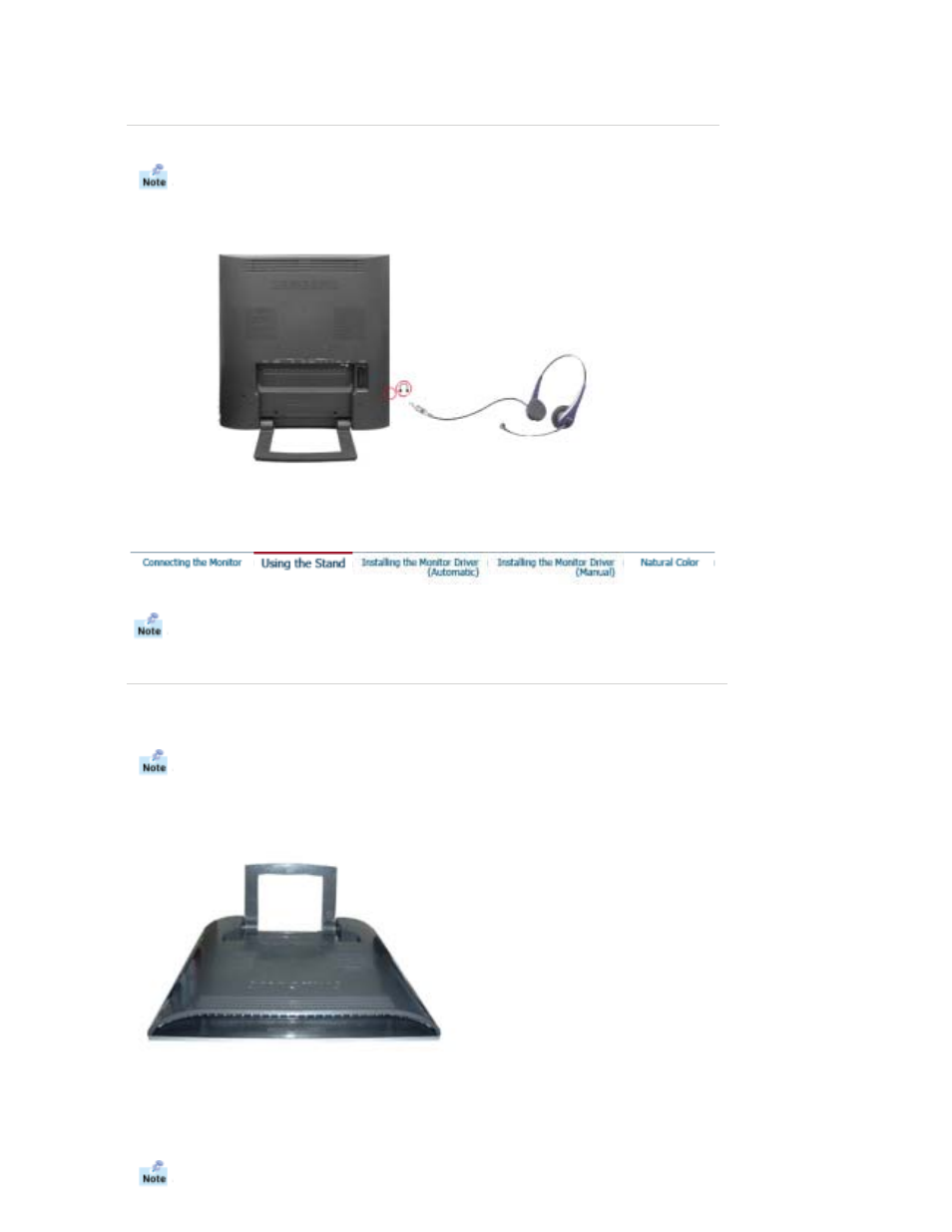 Connecting headphone, Using the stand, Folding the base | Samsung RT19FSSS User Manual | Page 21 / 59