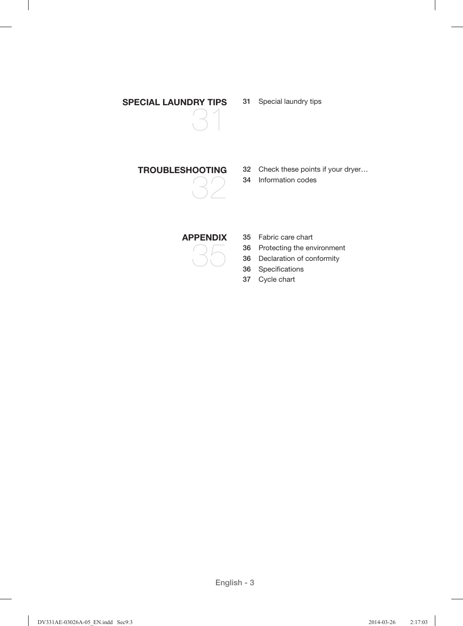 Samsung DV331AER-XAA User Manual | Page 3 / 80