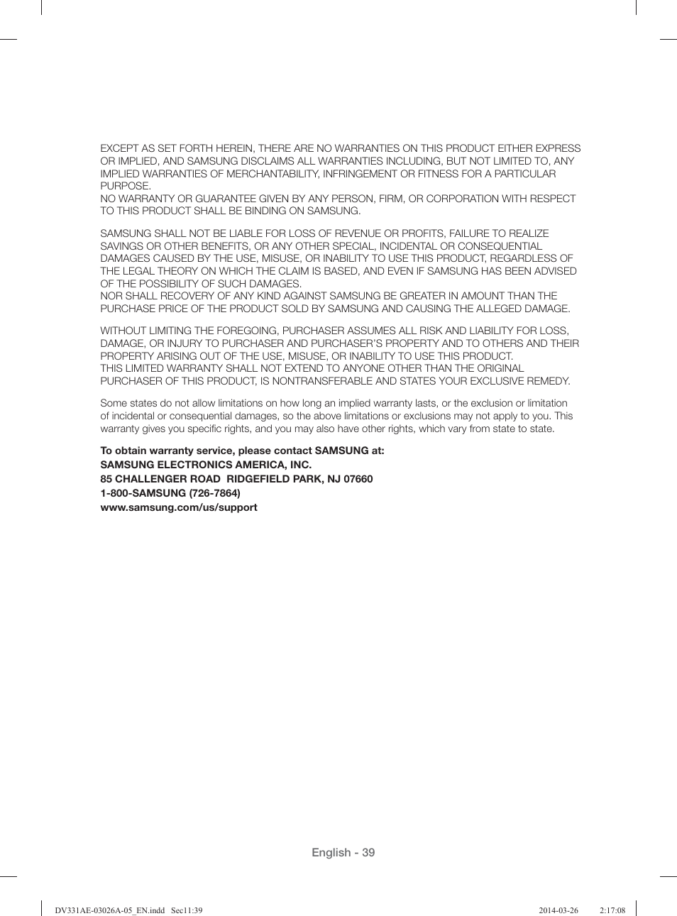 Samsung DV331AER-XAA User Manual | Page 39 / 80