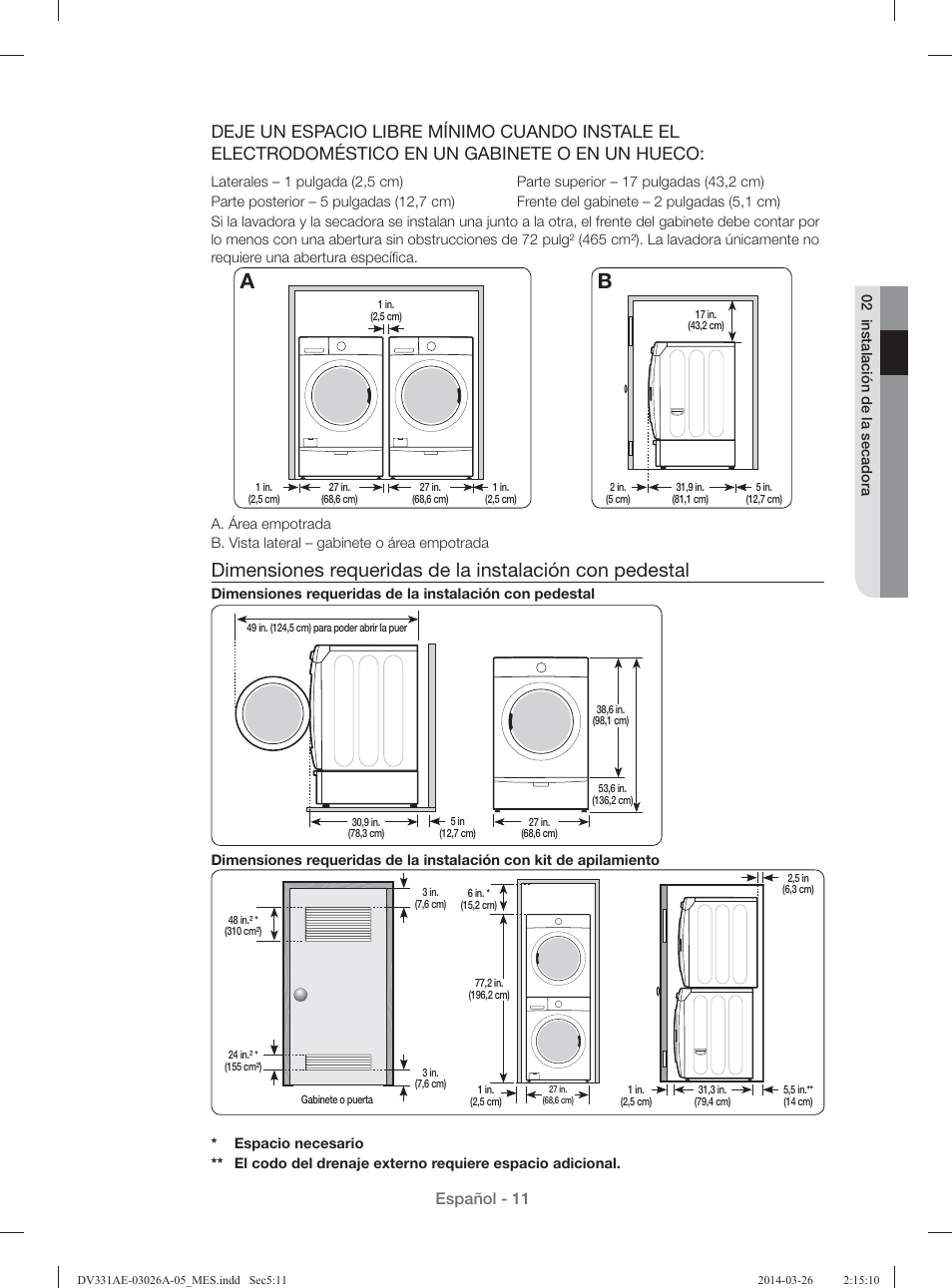Español - 11 | Samsung DV331AER-XAA User Manual | Page 51 / 80