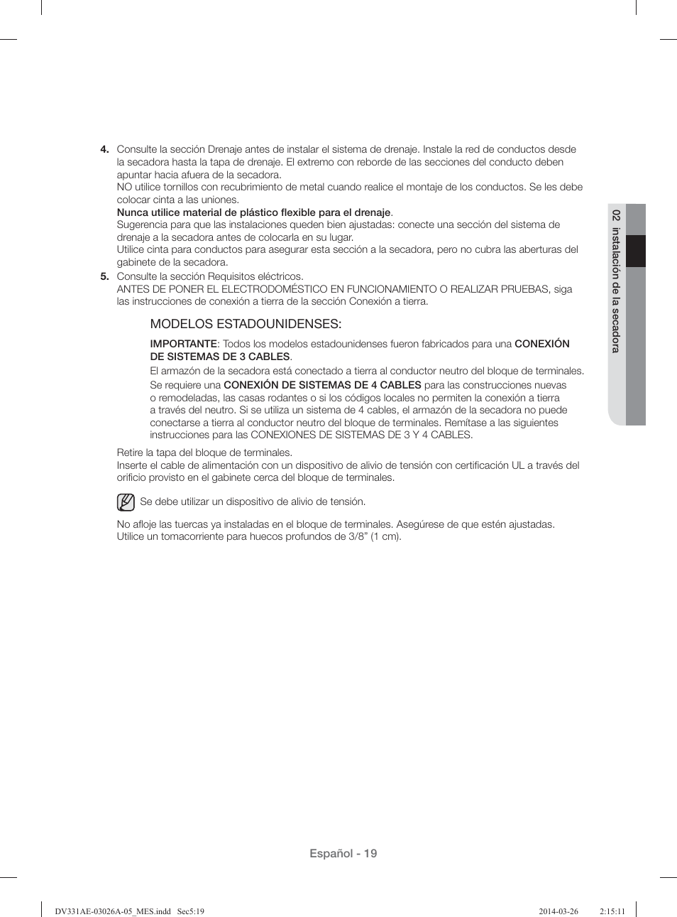 Modelos estadounidenses | Samsung DV331AER-XAA User Manual | Page 59 / 80