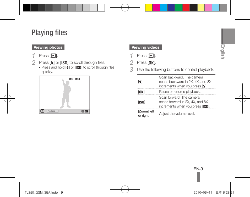 Playing files | Samsung EC-TL350ZBPBUS User Manual | Page 9 / 24