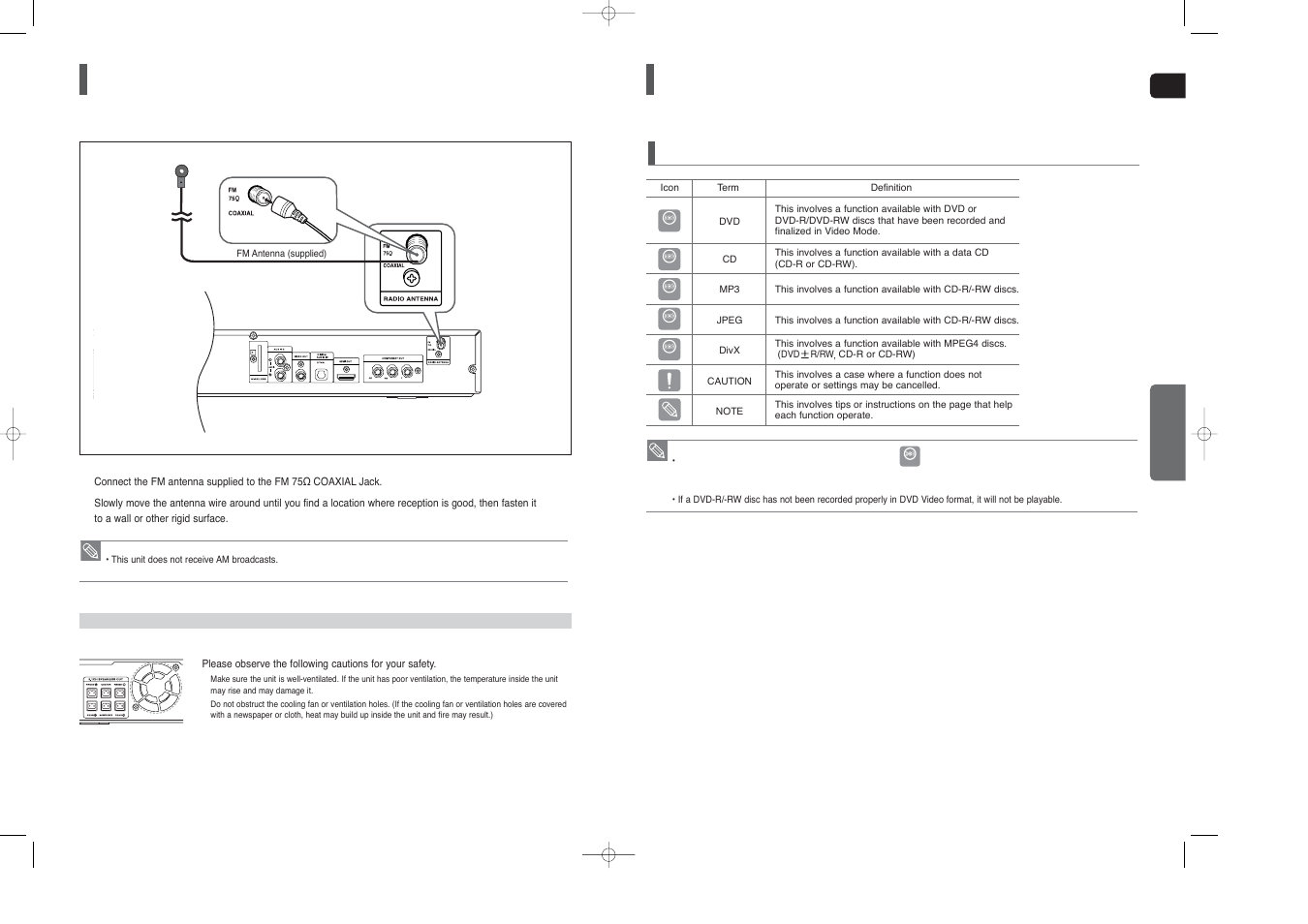 Connecting the fm antenna, Before reading the user's manual, Icons that will be used in manual | Samsung HT-X40T-XAA User Manual | Page 11 / 33