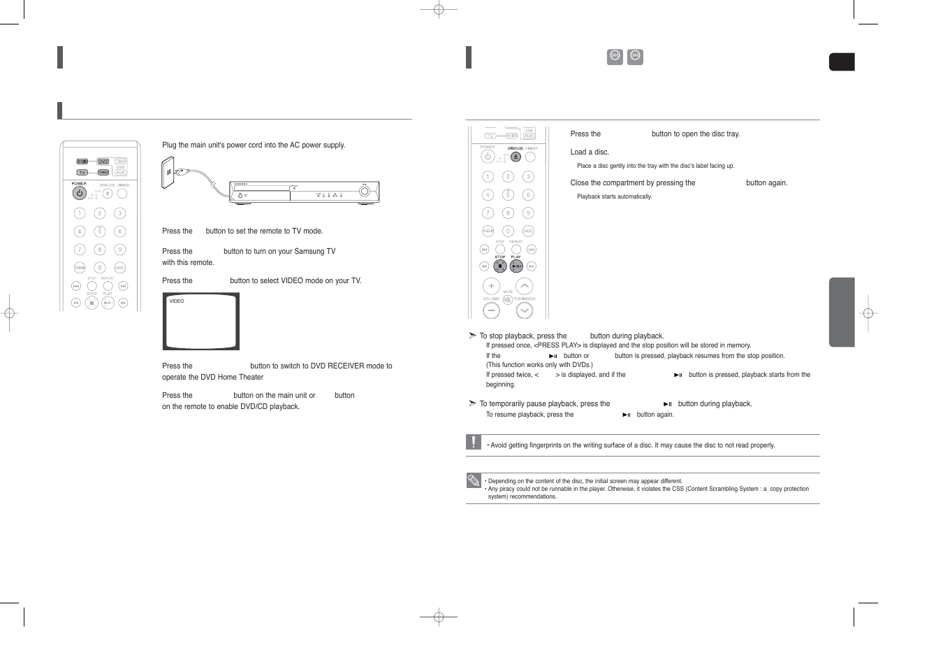 Before using your home theater, Disc playback | Samsung HT-X40T-XAA User Manual | Page 12 / 33