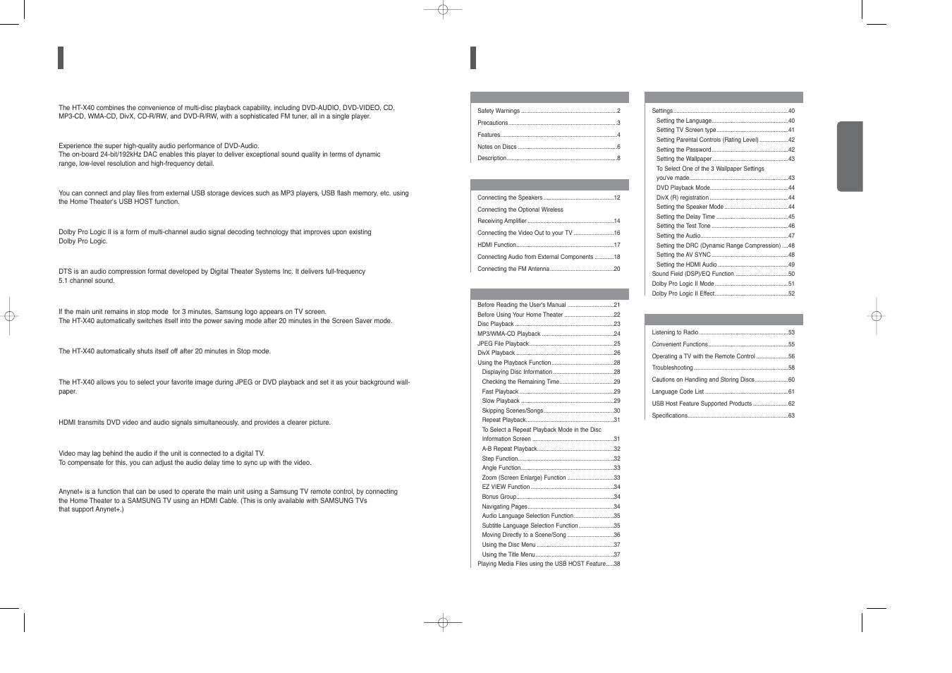 Samsung HT-X40T-XAA User Manual | Page 3 / 33