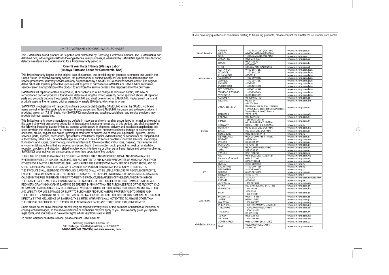 Warranty, Contact samsung world wide | Samsung HT-X40T-XAA User Manual | Page 33 / 33