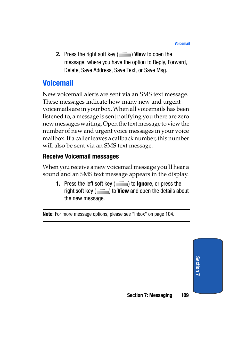 Voicemail, Receive voicemail messages | Samsung SCH-A795ZAVXAR User Manual | Page 109 / 238