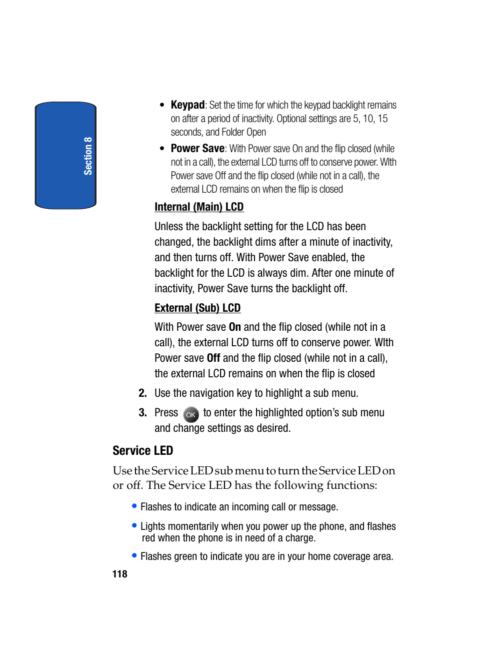 Service led | Samsung SCH-A795ZAVXAR User Manual | Page 118 / 238