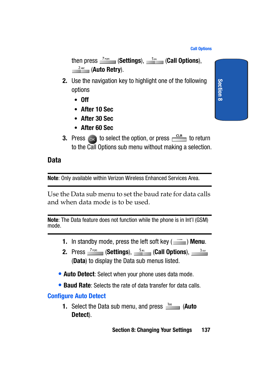 Data, Configure auto detect | Samsung SCH-A795ZAVXAR User Manual | Page 137 / 238