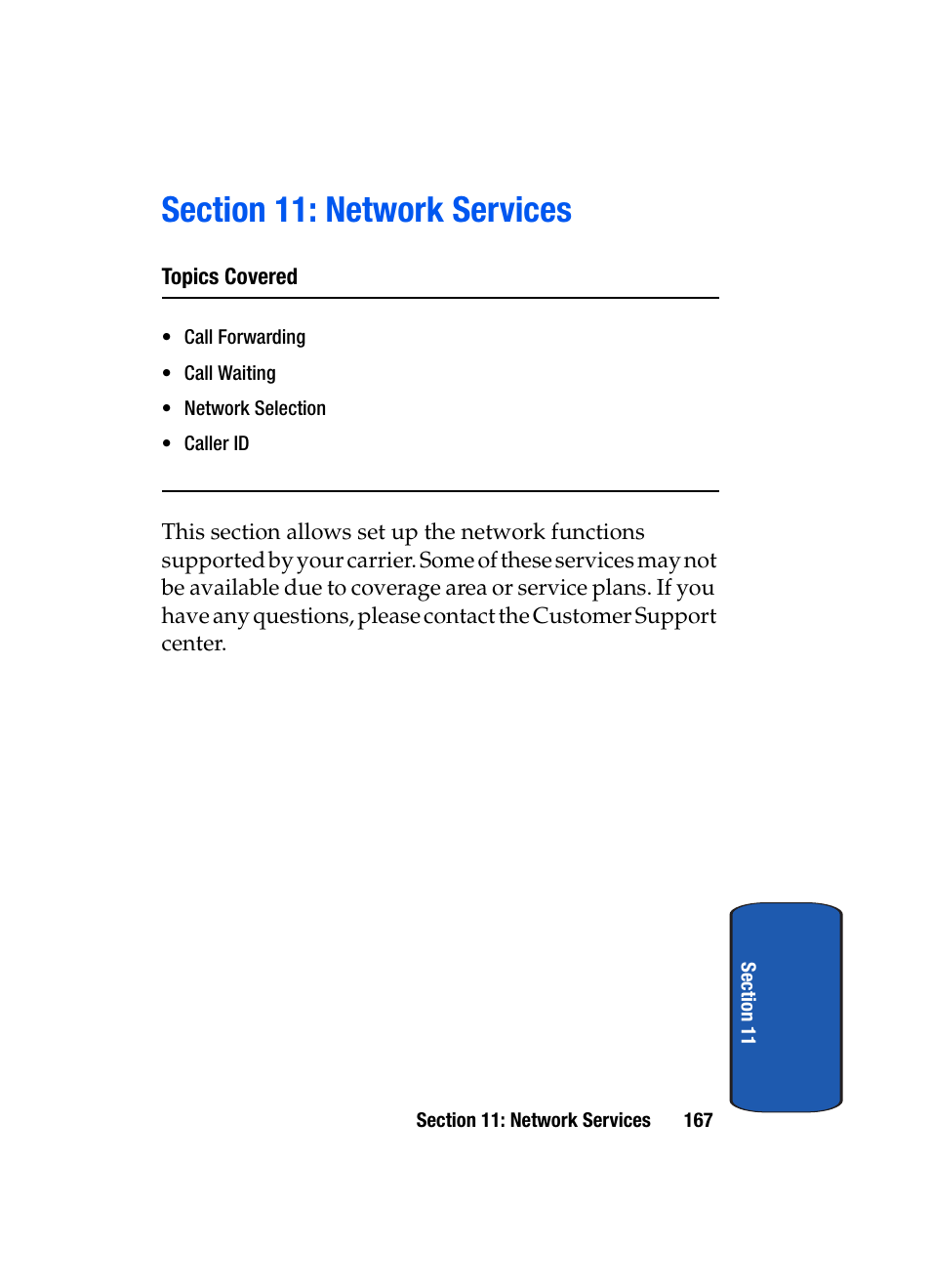 Section 11: network services | Samsung SCH-A795ZAVXAR User Manual | Page 167 / 238