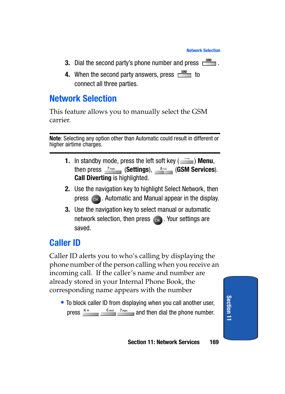 Network selection, Caller id, Network selection caller id | Samsung SCH-A795ZAVXAR User Manual | Page 169 / 238