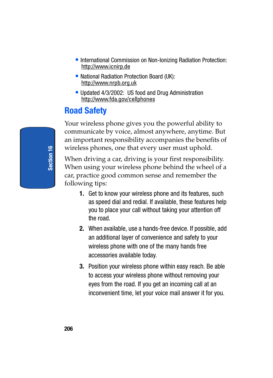 Road safety | Samsung SCH-A795ZAVXAR User Manual | Page 206 / 238