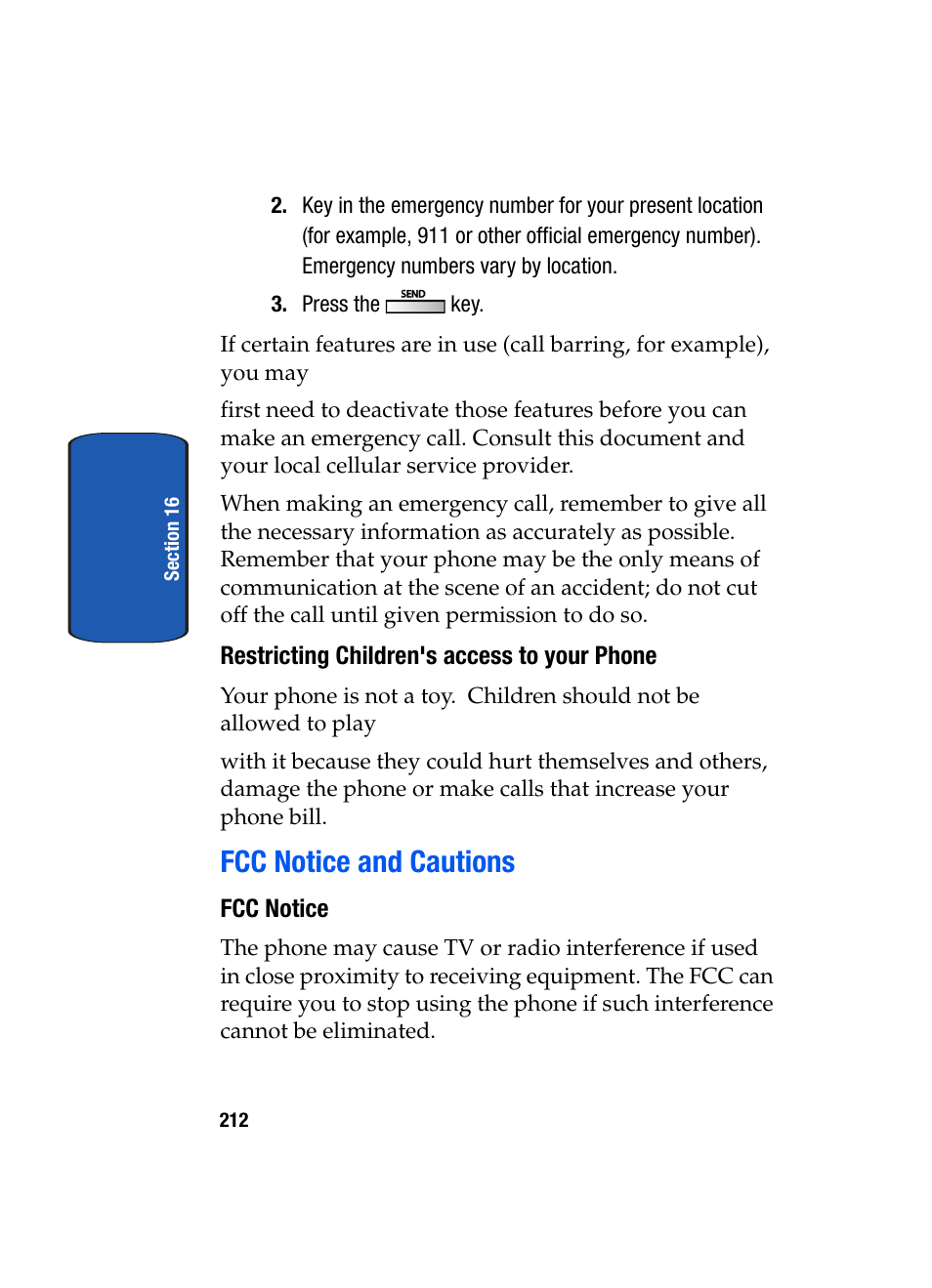 Restricting children's access to your phone, Fcc notice and cautions, Fcc notice | Samsung SCH-A795ZAVXAR User Manual | Page 212 / 238