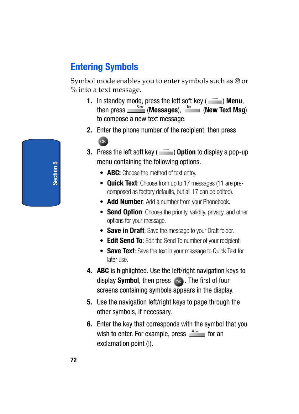 Entering symbols | Samsung SCH-A795ZAVXAR User Manual | Page 72 / 238